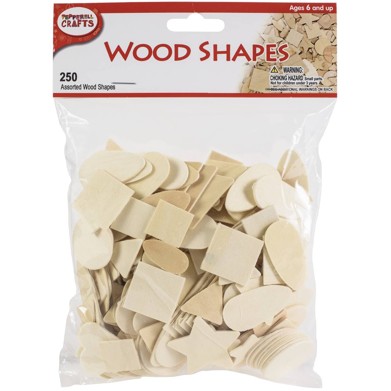 Pepperell Assorted Wooden Shapes, 250ct.